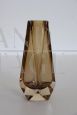 Small Mandruzzato vase in amber-coloured faceted Murano glass, 1960s