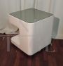 Coffee table on wheels by Marcello Siard in white with glass top