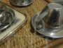 4 vintage steel cups with saucers