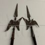 Pair of antique halberds forged in wrought iron, Italy late 19th century