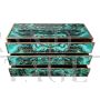 Wooden dresser covered in malachite effect glass with six drawers