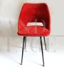 Pair of Eero Saarinen style chairs in red teddy fabric, 1970s