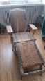 Adjustable vintage wicker deckchair chaise longue