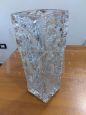 Vintage vase in worked transparent glass