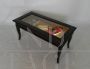 Vintage coffee table with openable showcase top