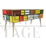 Design low coffee table in colored glass