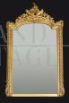 Antique French Napoleon III mirror in gilded and carved wood, 19th century