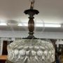 Vintage 1960s pendant light chandelier in worked glass and brass