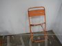 Set of 4 orange iron folding garden chairs, 1970s