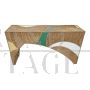 Double-sided design console in bamboo and colored glass