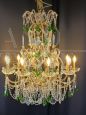 Florentine style chandelier with green crystal drops