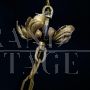 Golden wrought iron chandelier with porcelain roses, Italy early 1900s