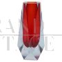 1960s vase in faceted red submerged Murano glass