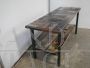 Industrial table workshop shelf in patchwork wood, 1970s