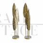 Pair of large lamps with polished brass leaves