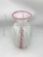 White and pink Murano glass vase attributed to Barovier, Italy 1940s