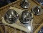 4 vintage steel cups with saucers