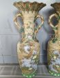 Pair of Japanese Satsuma vases from the late 19th century in hand-painted porcelain