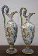 Pair of antique amphorae in Deruta artistic ceramic