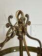 Vintage lantern chandelier in brass and blown glass, Italy 1950s