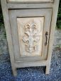 Vintage shabby chic bedside cabinet with frieze