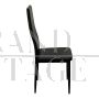 Set of 4 design chairs in black leather with high backrest