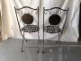 Pair of vintage folding garden chairs in iron and ceramic