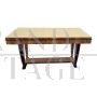 Extendable Art Deco style table in briar and parchment