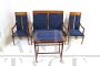 Liberty lounge with armchairs, sofa and coffee table in beech wood and blue velvet