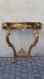 Antique console with gilded and carved mirror, Italy late 19th century                            