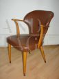 Vintage modern armchair in brown eco-leather, 1960s