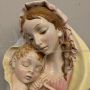 Wall sculpture with Virgin and Child in majolica, Italy 1950s