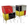 Pair of bedside tables in wood and glass in four colours