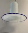 Pair of Vistosi pendant lights in white and blue Murano glass