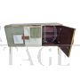 Vintage style three-door sideboard in sage green glass