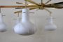 Vintage 70s chandelier in brass and opaline glass