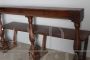 Antique 18th century bench in walnut with turned columns