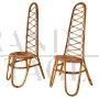 Pair of Bonacina bamboo chairs with high backrest, 1960s