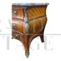 Antique Louis XV style rounded chest of drawers with marqueterie inlays