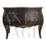 Baroque style dresser in black lacquered wood with golden top