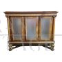 Antique Empire style display cabinet sideboard with columns and caryatids