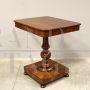 Antique Charles X coffee table in walnut with drawer, Italy 1800s