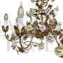 Golden wrought iron chandelier with porcelain roses, Italy early 1900s