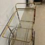 Cesare Lacca serving trolley in brass, glass and burgundy lacquered wood