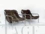 Pair of vintage armchairs in steel and brown Nubuck leather