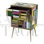 Small dresser with three drawers in multicolored Murano glass