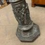 Antique column in bronzed marble carved with classical scenes, early 1900s