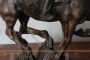 Antique bronze sculpture with Bersagliere on horseback from the late 19th century