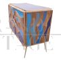 Design sideboard in glass and bamboo with marine motifs