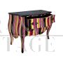 Baroque style dresser with multicolored stripes